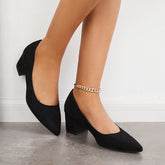 Women¡¯s Chunky Low Block Heels Closed Toe Dress Pumps Shoes Oshnow
